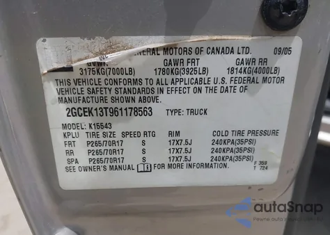 2006 Chevrolet Silverado 1500 Lt1 from USA, damaged, VIN 2GCEK13T961178563